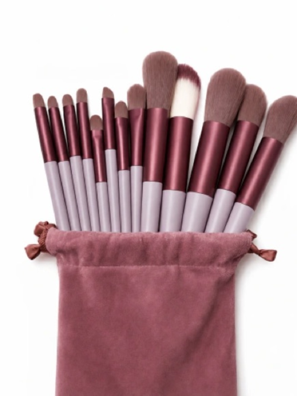 13 Piece Makeup Brush Set with Drawstring Travel Pouch